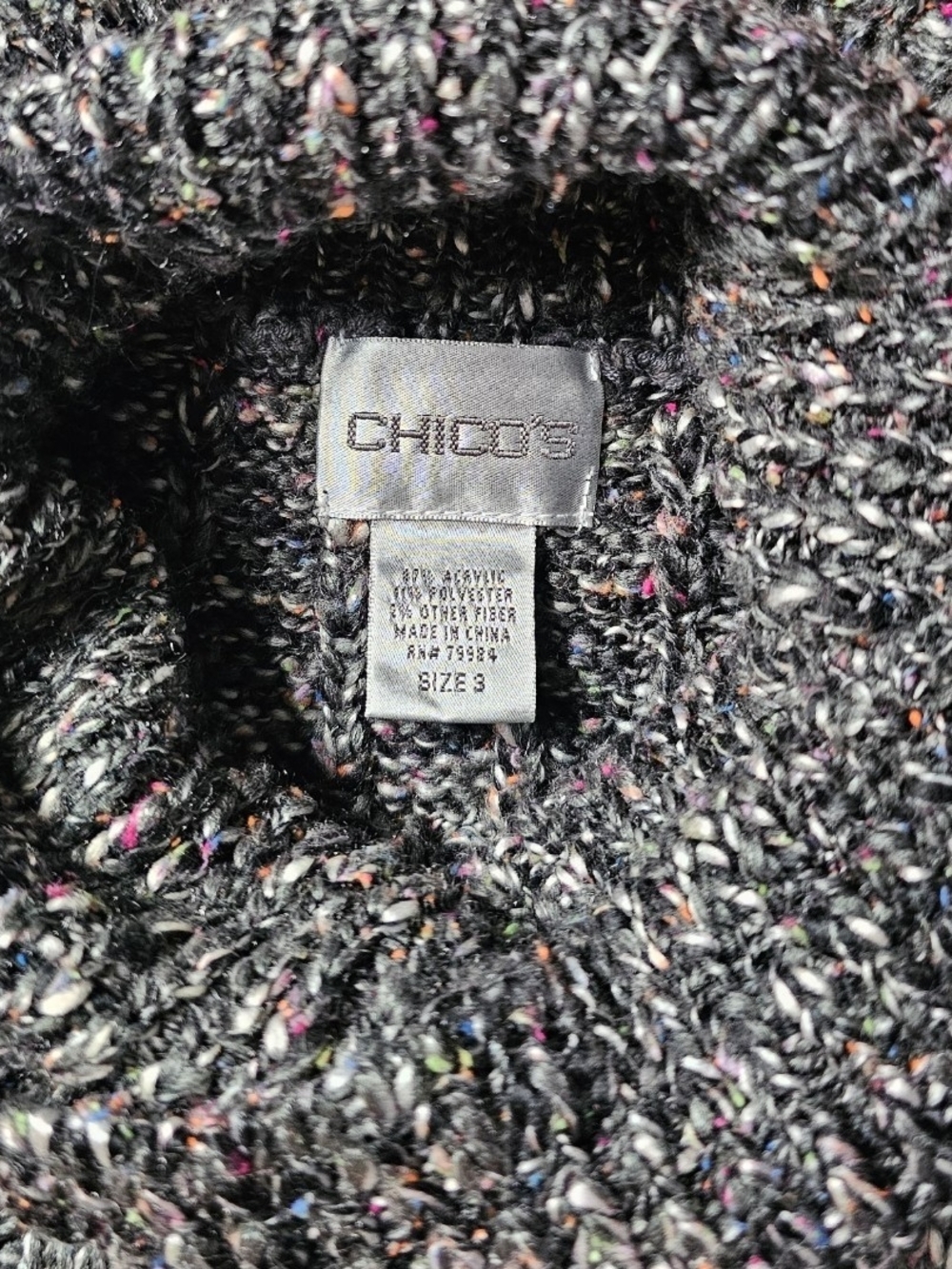Chico's Size 3 Marled Turtleneck Sweater XL Multicolor Fleck Knit - Picture 4 of 5